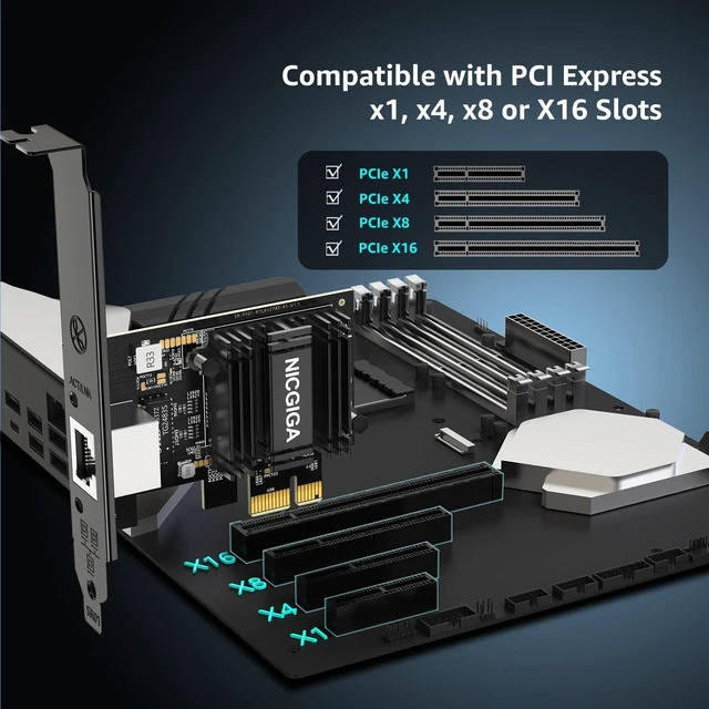Alt view image 5 of 5 - NICGIGA 10Gb PCIe 4.0 x1 Network Card, Realtek RTL8127 Ethernet Adapter.