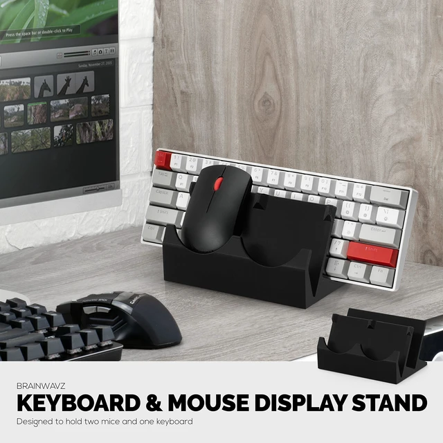 Alt view image 3 of 5 - BRAINWAVZ Desktop Keyboard & Dual PC Mouse Stand Holder, Suitable for Small Or Large Keyboards, Gaming & Office Mice - Organize Your Work Or Game Space and Keep it Clutter-Free (DK03)