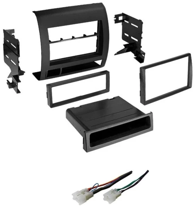Main image of Black Single or Double DIN Car Stereo Radio Install Dash Kit + Wire Harness Made for Some 2005-2011 Toyota Tacoma