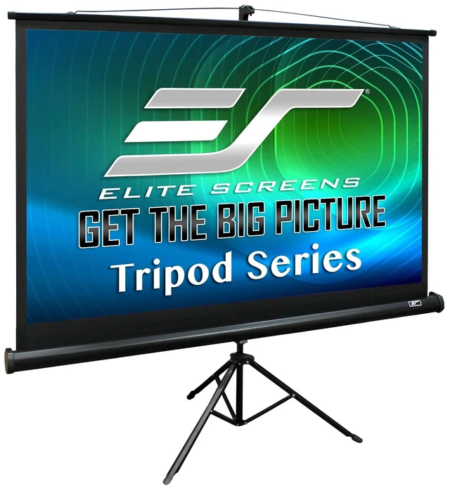 Main image of Elite Screens Tripod, 120-Inch 4:3 Portable Projector Screen with Stand MaxWhite 2, 1.1 Gain, Adjustable Indoor Outdoor Pull Up Projection Screen for Home Theater, Office & Classroom, T120UWV1, Black