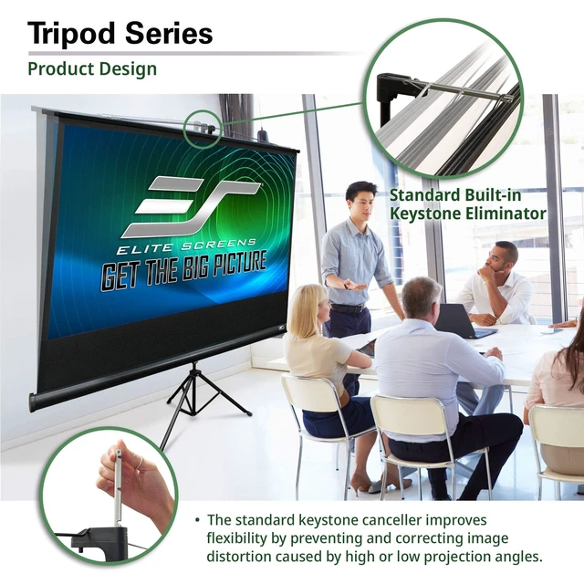Alt view image 5 of 5 - Elite Screens Tripod, 120-Inch 4:3 Portable Projector Screen with Stand MaxWhite 2, 1.1 Gain, Adjustable Indoor Outdoor Pull Up Projection Screen for Home Theater, Office & Classroom, T120UWV1, Black