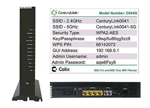 Alt view image 2 of 2 - CenturyLink Calix 844G Wireless 2.4 GHZ 5G Dual WiFi Internet Modem GigaCenter