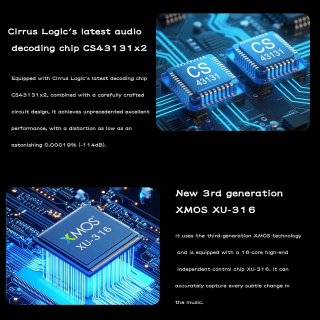 Alt view image 4 of 5 - SMSL DS200 Headphone Amp DAC Bluetooth 5.1 Dual CS43131 Chip DAC Amp 3.5mm/4.4mm Balanced HP MQA/MQA-CD Full Decoder XMOS XU-316 32bit/768kHz DSD256 USB/BT/Optical/Coaxial Input for PC Home Audio DAC