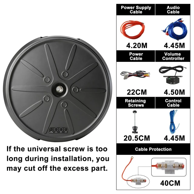 Alt view image 5 of 5 - EagleNav 1200W Powered 12" Car Subwoofer Plug & Play