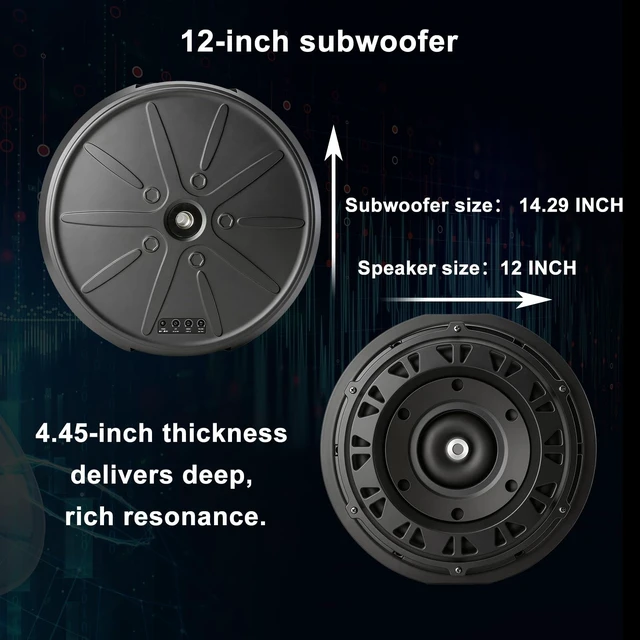 Alt view image 4 of 5 - EagleNav 1200W Powered 12" Car Subwoofer Plug & Play