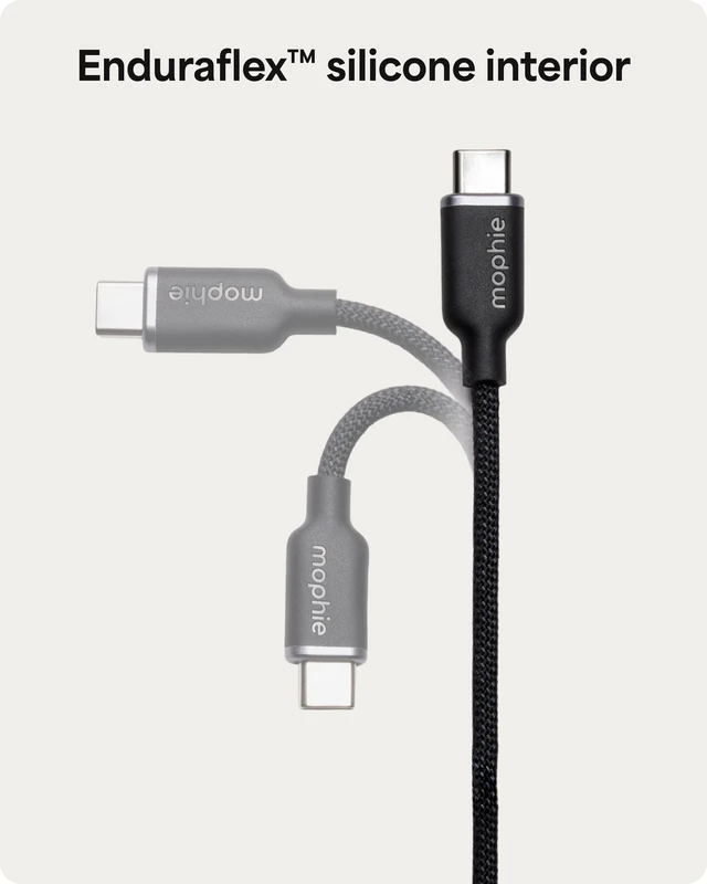 Alt view image 5 of 5 - Mophie Charge Stream USB-C to USB-C 1m/3ft Cable with Lightning Adapter - 60W Fast-Charge Universal Charging Cable, MFi Certified, Dual Tip Adapter, Braided, Durable for iPhone, iPad, Android, MacBook