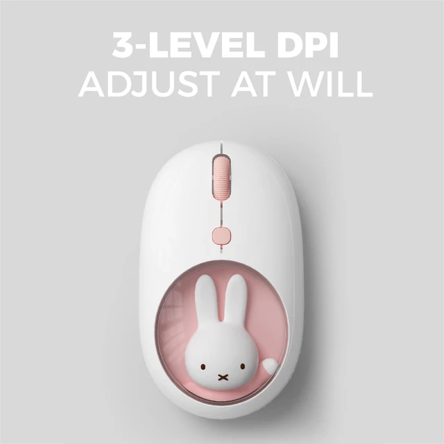 Alt view image 2 of 5 - Miffy Wireless Bluetooth Optical Mouse Dual Mode (BT 5.0 and 2.4GHz USB) DPI Silent for Laptop/iPad/Tablet/Apple/Computer/Mac Book -Pink