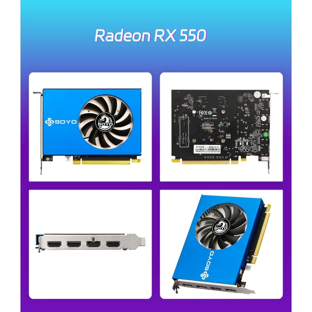 Alt view image 2 of 5 - SOYO AMD Radeon RX 550 4GB GDDR5 Graphics Card, 4xHDMI, Support 4K Display