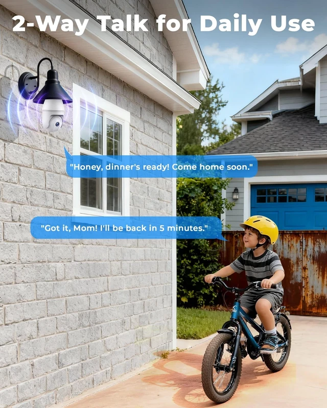 Alt view image 2 of 5 - Light Bulb Security Camera 2 Packs, 5G&2.4GHz 2K Security Cameras Wireless Outdoor 360 PTZ Cameras for Home Security with Color Night Vision, 2 Way Talk, AI Human Detection, Screw in Light Sock