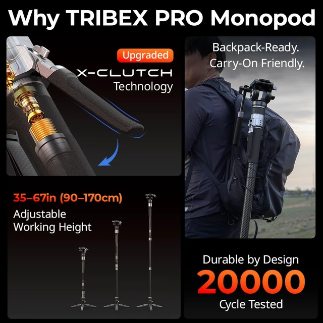 Alt view image 2 of 5 - SmallRig x Potato Jet TRIBEX PRO 67" Carbon Fiber Video Monopod for Camera