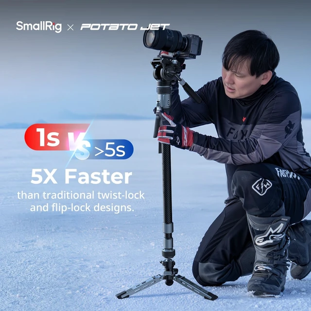 Alt view image 3 of 5 - SmallRig x Potato Jet TRIBEX PRO 67" Carbon Fiber Video Monopod for Camera