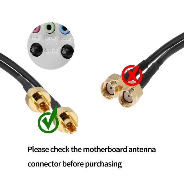 Alt view image 2 of 5 - Bingfu WiFi 7 6E Tri-Band 2.4GHz 5GHz 6GHz Antenna with Plug-in Connector Compatible with Part of ASUS ProArt ROG Strix TUF Maximus Prime ROG Crosshair Gaming Motherboard