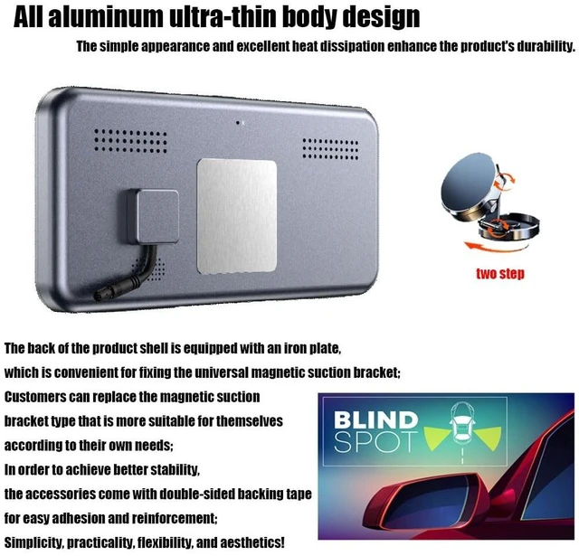 Alt view image 4 of 5 - PDZGZ 6.25inch Car Side View Blind Area System,Left and Right Blind spot Camera Driving Recorder BSD Warning Monitoring(Camera Monitor System) (6.25" Silver)