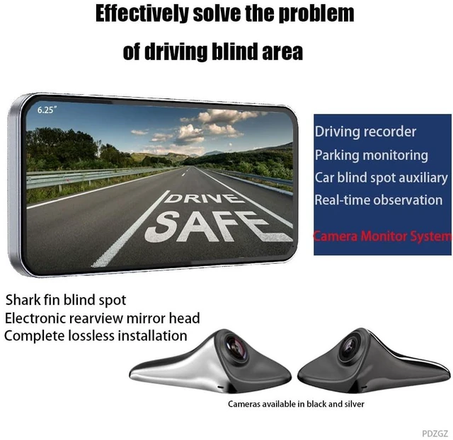Alt view image 3 of 5 - PDZGZ 6.25inch Car Side View Blind Area System,Left and Right Blind spot Camera Driving Recorder BSD Warning Monitoring(Camera Monitor System) (6.25" Silver)