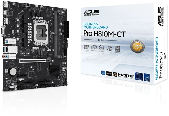 Main image of ASUS PRO H810M-CT-CSM Micro-ATX mATX Intel H810 business motherboard, Intel Core Ultra Processors (Series2) Ready, DDR5, M.2, HDMI with enhanced security, reliability, manageability and ser