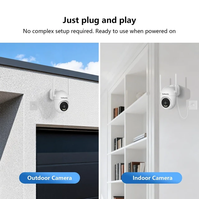 Alt view image 2 of 5 - Lizhonto 3MP 2K Plug-in WiFi Outdoor Security Camera for Home Surveillance