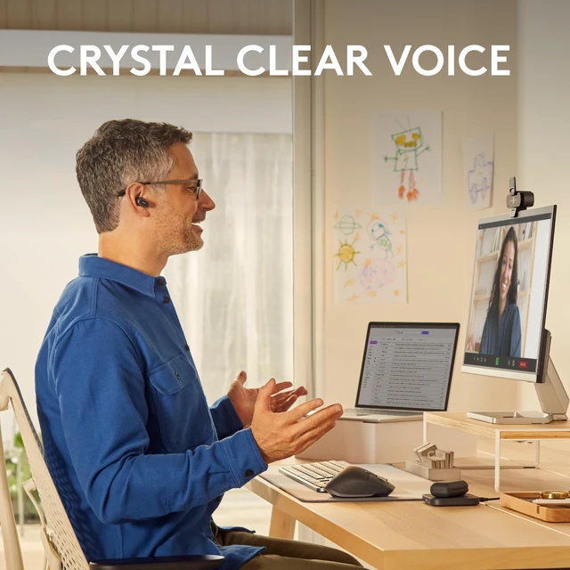 Alt view image 4 of 5 - Logitech Zone True Wireless Bluetooth Noise Canceling Earbuds with Microphone, Hybrid ANC, Transparency Mode, Certified for Microsoft Teams, Zoom, Google Meet, Google Voice - Gra