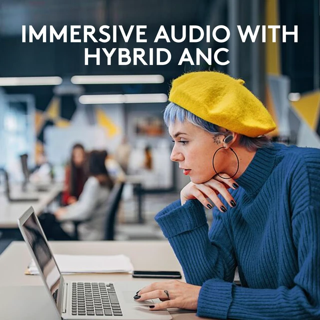 Alt view image 5 of 5 - Logitech Zone True Wireless Bluetooth Noise Canceling Earbuds with Microphone, Hybrid ANC, Transparency Mode, Certified for Microsoft Teams, Zoom, Google Meet, Google Voice - Gra