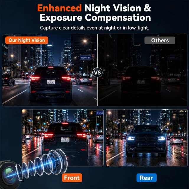 Alt view image 4 of 5 - 4K Mirror Dash Cam with 32GB Card, WiFi & App Control 9.66 IPS Touchscreen
