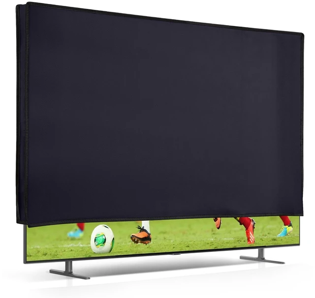 Main image of kwmobile Indoor 75" TV Cover Television Dust Cover Screen Protector TV Screen Dust Protection Synthetic Fabric Dark Blue