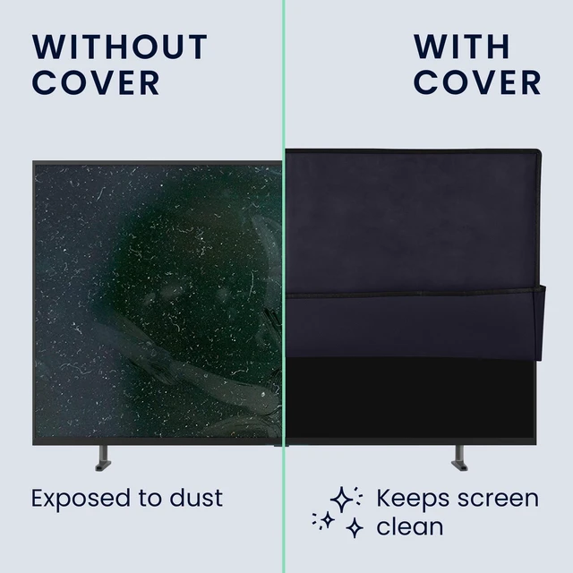 Alt view image 4 of 5 - kwmobile Indoor 75" TV Cover Television Dust Cover Screen Protector TV Screen Dust Protection Synthetic Fabric Dark Blue