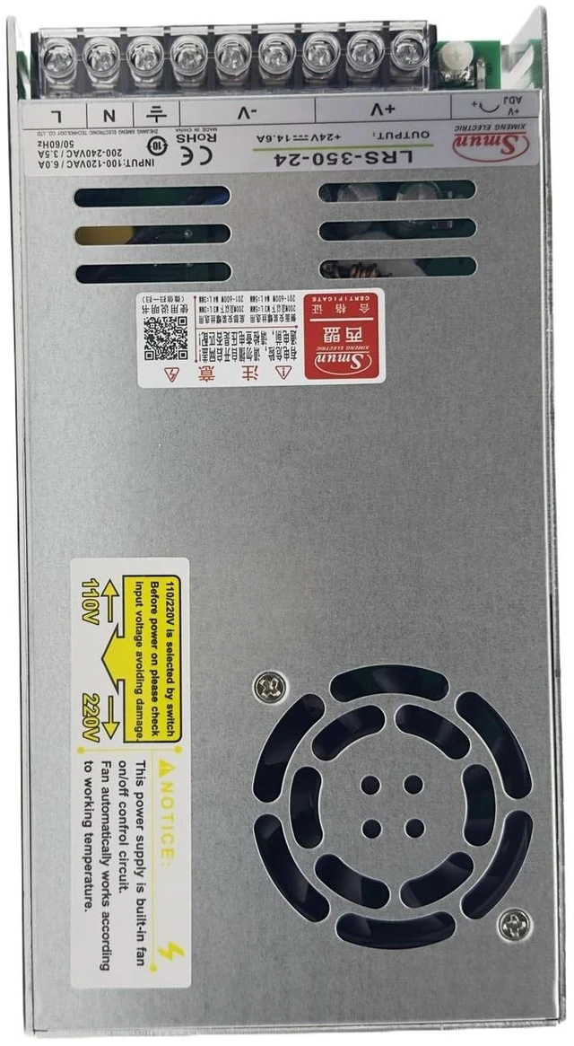Main image of LRS-350-24 350.4W 24V 14.6A High-Efficiency Switching Power Supply (Safety Standards IEC 60335/EN 61558) Ideal for Household Appliances, Industrial Control, LED Lighting and Automation Equipment