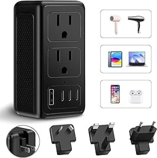 Main image of Upgraded 2000W 220V to 110V Voltage Converter US to Europe, Power Converter Adapter Combo for Hair Dryer, Power Converter European Travel Converter with 1 USB A 3 Type C for 160 Countries