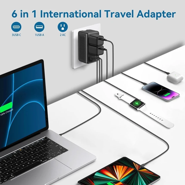 Alt view image 3 of 5 - Upgraded 2000W 220V to 110V Voltage Converter US to Europe, Power Converter Adapter Combo for Hair Dryer, Power Converter European Travel Converter with 1 USB A 3 Type C for 160 Countries
