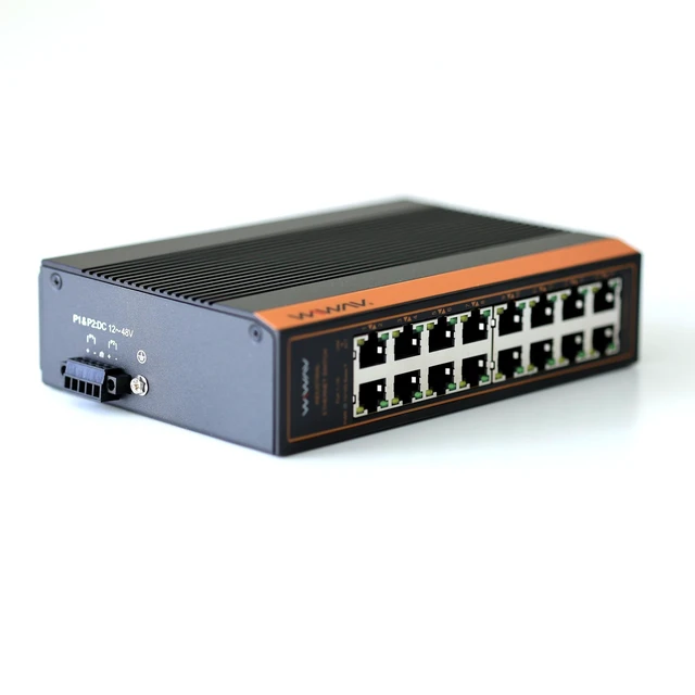 Alt view image 4 of 5 - WIWAV W1016-16FE-I 10/100Mbps Unmanaged 16-Port Industrial Ethernet Switches with DIN Rail/Wall-Mount (UL Listed, IP40, -40 to 85C)