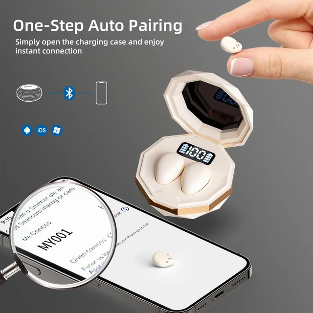 Alt view image 5 of 5 - goazzzl Sleep Earbuds for Side Sleepers,Mini Invisible Wireless Earbuds for Small Ear Canals,Bluetooth 5.4, 40H Battery,Noise Blocking,Waterproof,LED Power Display,Tiny Earbuds for Work,SleepWh