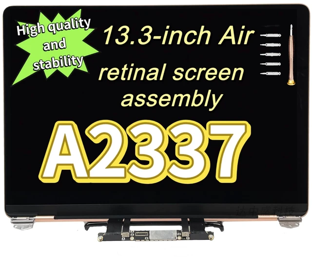 Main image of Replacement for Air 13" M1 2020 A2337 EMC 3598 MGN63 MGN93 MGND3 MGN73 MGNA3 MGNE3 13.3 inches 2560x1600 Full LCD Screen Complete Top Assembly (Gold)