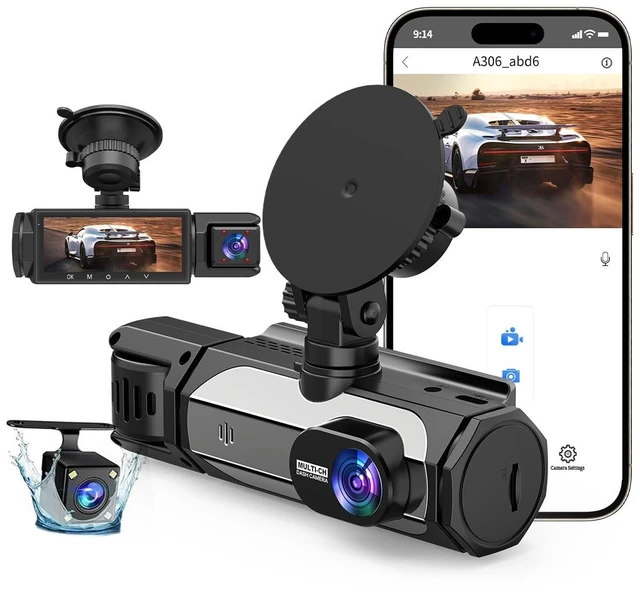 Main image of Dash Cam Front and Rear, 1080P Dash Camera for Cars, 3 Channel Car Camera Front Rear and Inside/Back with 32GB Card 5G Wireless WiFi, Loop Recording, Night Vision, HDR, G-Sensor, 24Hr Parking