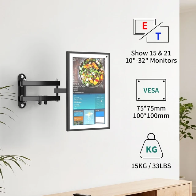 Alt view image 2 of 5 - HomeMount Show 15/21 Wall Mount Fits 10-32" Smart Displays & Monitors