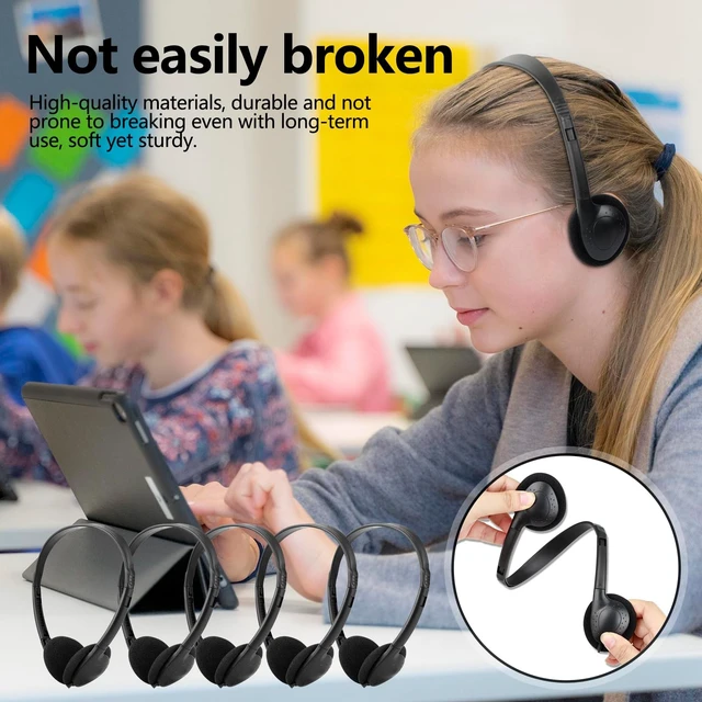 Alt view image 3 of 5 - CNSZSLZ 50 Pack USB C Headphones Bulk for Classroom School,Wired on Ear