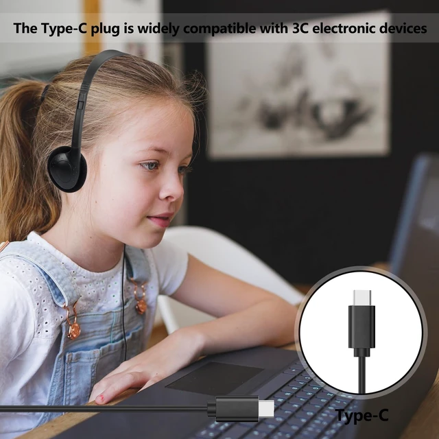 Alt view image 2 of 5 - CNSZSLZ 50 Pack USB C Headphones Bulk for Classroom School,Wired on Ear