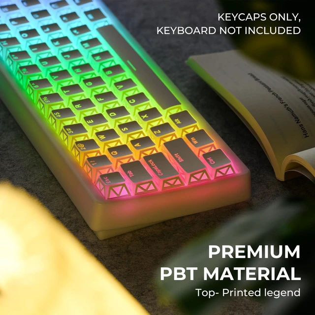 Alt view image 2 of 5 - OHY XVX White Shine Through Keycaps, Prism Refraction 130 Keys Double Shot PBT Cherry Profile MX Switch ANSI Mechanical Keyboard Keycap Set