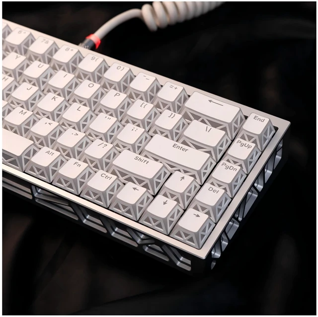 Main image of OHY XVX White Shine Through Keycaps, Prism Refraction 130 Keys Double Shot PBT Cherry Profile MX Switch ANSI Mechanical Keyboard Keycap Set