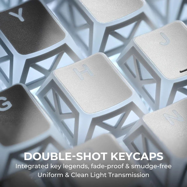 Alt view image 5 of 5 - OHY XVX White Shine Through Keycaps, Prism Refraction 130 Keys Double Shot PBT Cherry Profile MX Switch ANSI Mechanical Keyboard Keycap Set