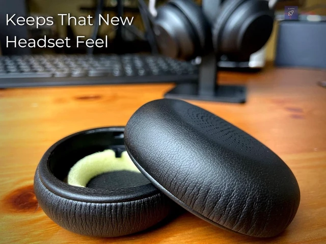 Alt view image 4 of 5 - Global Teck Oval Ear Cushion Pads Made for Jabra Evolve2 (65/40), Elite 45h Bluetooth and Corded USB Headsets, Soft Memory Foam with Leatherette Cover, 6-Pack, Restores Original Comfort, Almohadillas