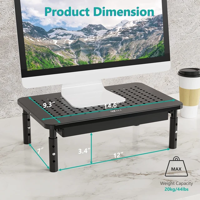 Alt view image 2 of 5 - WALI Computer Monitor Stand with Storage