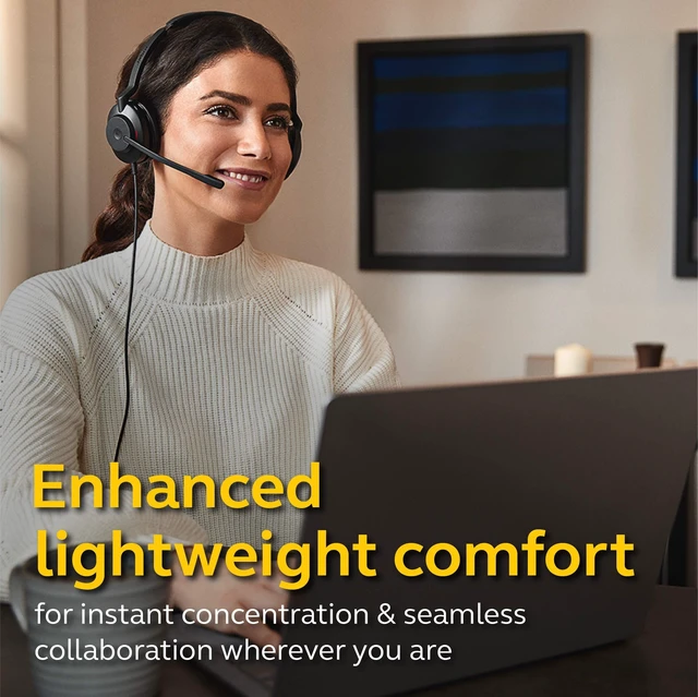 Alt view image 2 of 5 - Jabra Evolve2 30 MS Wired Headset, USB-A, Stereo, Black Lightweight, Portable Telephone Headset with 2 Built-in Microphones Work Headset with Superior Audio and Reliable Comfort