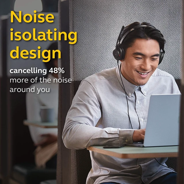 Alt view image 5 of 5 - Jabra Evolve2 30 MS Wired Headset, USB-A, Stereo, Black Lightweight, Portable Telephone Headset with 2 Built-in Microphones Work Headset with Superior Audio and Reliable Comfort
