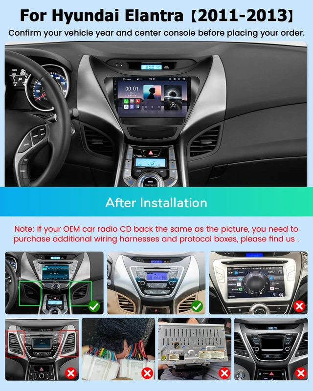 Alt view image 2 of 5 - Car Stereo for Hyundai Elantra 2011 2012 2013, 9" Touch Screen Radio