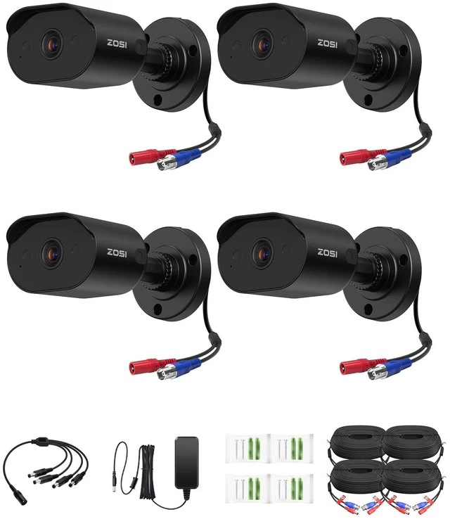 Main image of ZOSI 4 Pack 1080p Wired Security Camera with Audio, 2MP TVI Bullet Camera