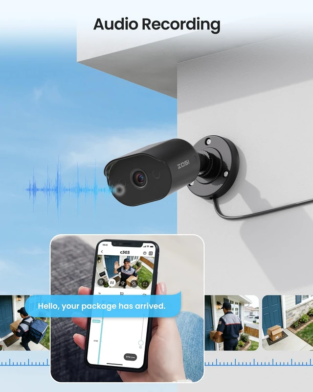 Alt view image 5 of 5 - ZOSI 4 Pack 1080p Wired Security Camera with Audio, 2MP TVI Bullet Camera