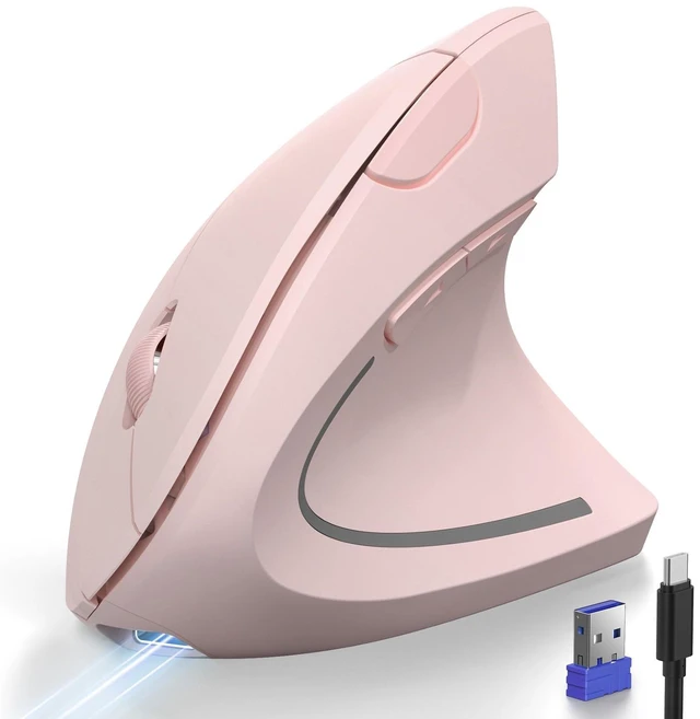 Main image of TECKNET Ergonomic Mouse Pink Rechargeable Vertical Wireless Mice Right Hand