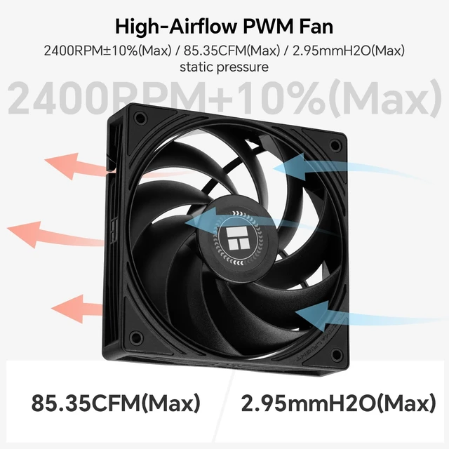 Alt view image 4 of 5 - TR Assassin X120-A Dark CPU Air Cooler All-Black, 2400RPM Fan