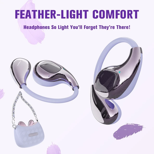 Alt view image 3 of 5 - Xmenha Open Over The Ear Earbuds Ear Buds Air Bone Conduction Headphones Wireless Bluetooth Out of Ear Earbuds for Small Ears Canals Women Kids with Ear Loop for Working Out Running Sport