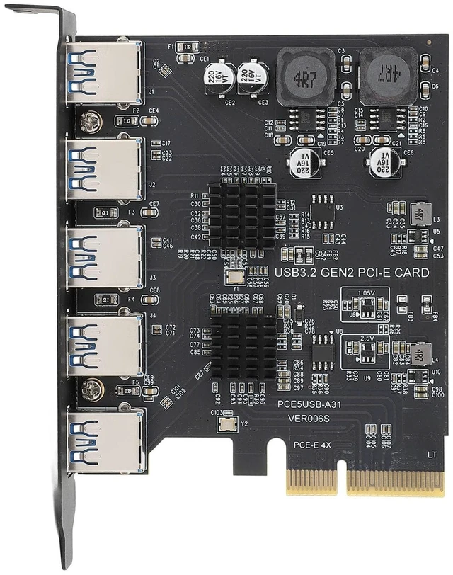 Main image of USB 3.2 Gen 2 PCIe Expansion Card, 10Gbps 5 Ports Type A PCIe 4X Adapter Card, PCI Express Expansion Card for ASM3142 Main Control Chip, for 7 10 11 for Linux