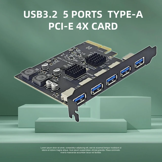 Alt view image 2 of 5 - USB 3.2 Gen 2 PCIe Expansion Card, 10Gbps 5 Ports Type A PCIe 4X Adapter Card, PCI Express Expansion Card for ASM3142 Main Control Chip, for 7 10 11 for Linux